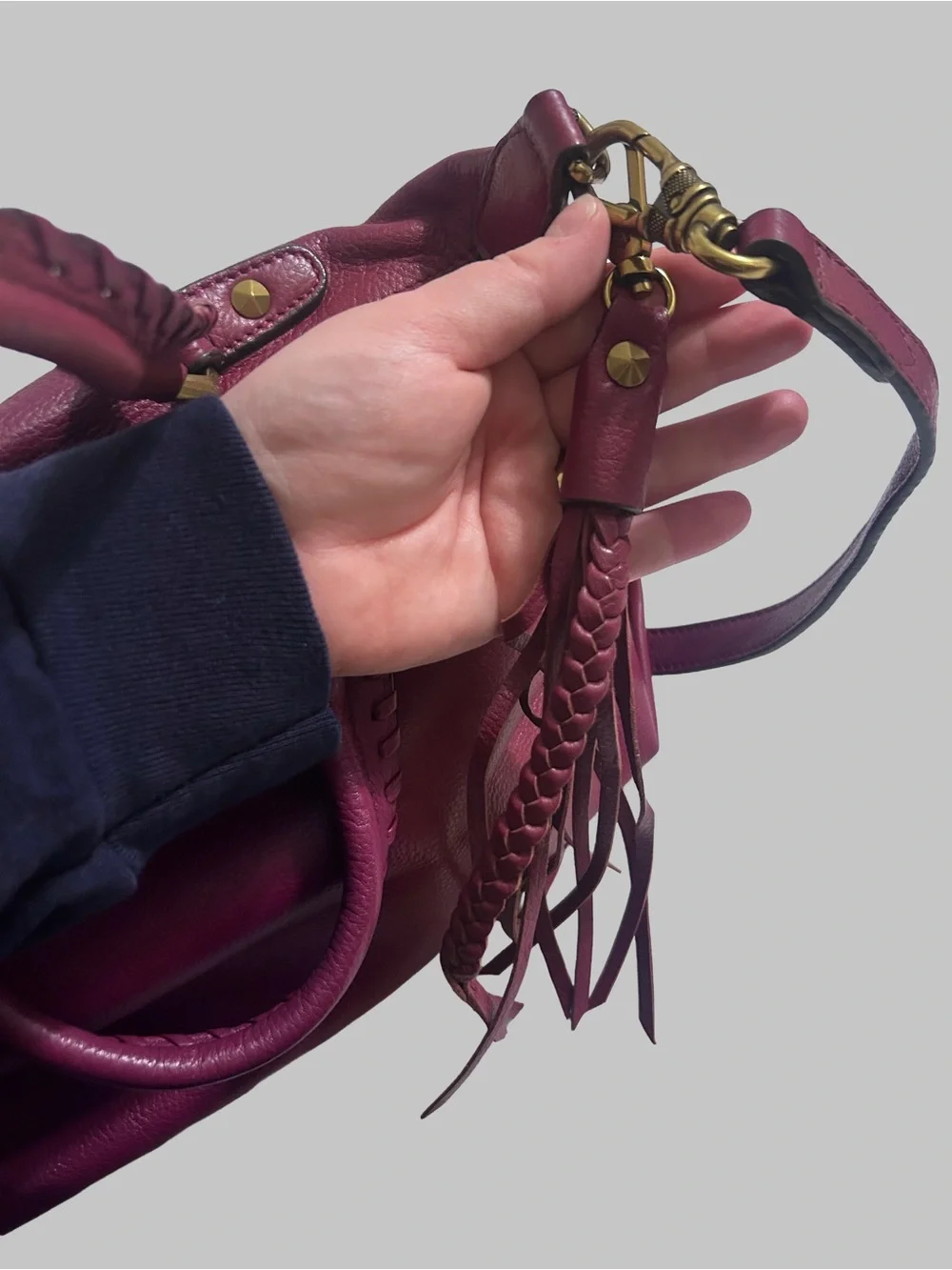 Burgundy orYANY Leather Satchel with Removable Strap